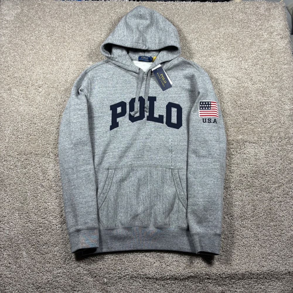 Polo Ralph Lauren Mens USA Flag Fleece Hoodie Grey Heather M NEW
Spellout NWT